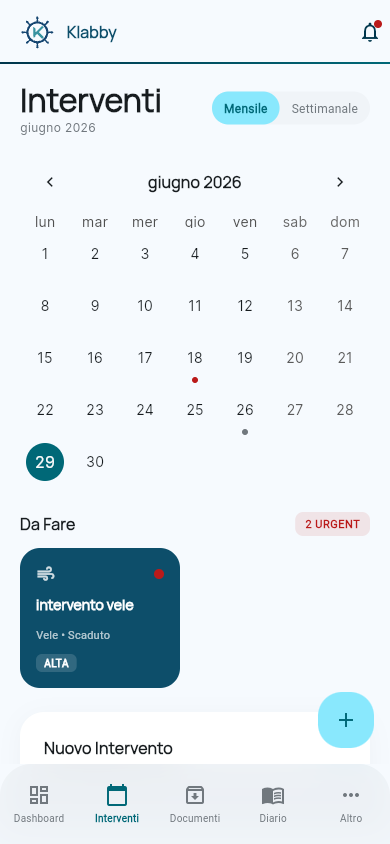 Calendario manutenzioni KLABBY